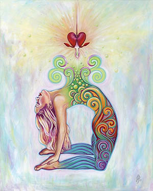 unconditional love - image of woman and heart rising above her